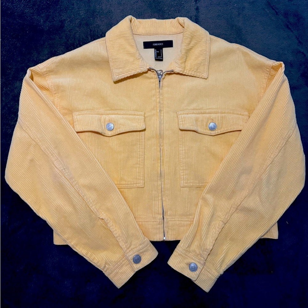 Orange cropped zipped up jacket
